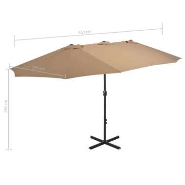   Parasol ogrodowy na słupku aluminiowym, 460 x 270 cm, taupe