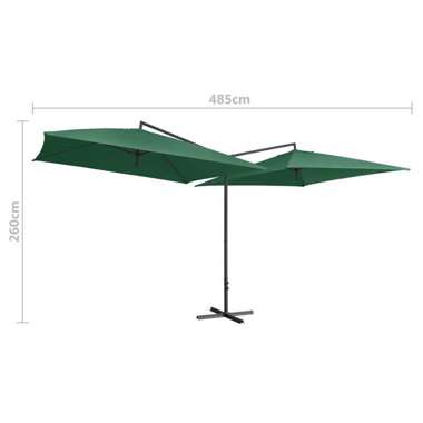   Podwójny parasol na stalowym słupku, 250 x 250 cm, zielony