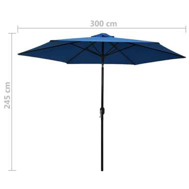   Parasol ogrodowy na metalowym słupku, 300 cm, lazurowy