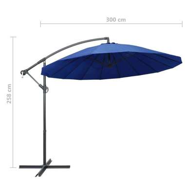   Parasol ogrodowy, wiszący, niebieski, 3 m, słupek aluminiowy