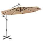   Parasol ogrodowy wiszący, światła LED, 300 cm, metal, piaskowy