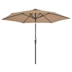   Parasol ogrodowy z LED i stalowym słupkiem, 300 cm, kolor taupe