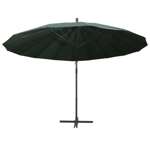   Parasol ogrodowy, wiszący, zielony, 3 m, słupek aluminiowy