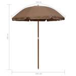   Parasol na stalowym słupku, 180 cm, kolor taupe