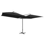   Podwójny parasol na stalowym słupku, 250 x 250 cm, czarny
