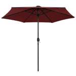   Parasol ogrodowy z LED i aluminiowym słupkiem, 270 cm, bordo