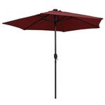   Parasol ogrodowy z LED i aluminiowym słupkiem, 270 cm, bordo