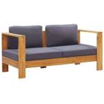   Ławka/sofa ogrodowa z poduszkami, 140 cm, drewno akacji, szara