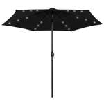   Parasol ogrodowy z LED i aluminiowym słupkiem, 270 cm, czarny