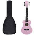   Ukulele sopranowe z pokrowcem, dla dzieci, różowe, 23"