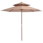   Parasol ogrodowy z podwójnym daszkiem, 270 cm, taupe