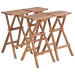   Składane stołki barowe, 4 szt., lite drewno tekowe