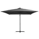   Parasol wiszący z LED i stalowym słupkiem, 250x250 cm, antracyt