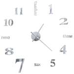   Zegar ścienny 3D, nowoczesny design, 100 cm, XXL, srebrny