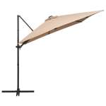   Parasol wiszący z LED i stalowym słupkiem, 250x250 cm, taupe