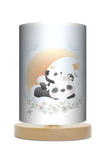 Lampa stołowa - drewniana mała - Cute Panda (niebieska)