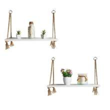 2 Półki wiszące na linach styl boho skandynawski