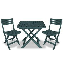 3-cz. składany zestaw mebli bistro, plastik, zielony