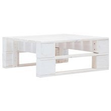 Stołek ogrodowy wykonany z palet, drewno, biały