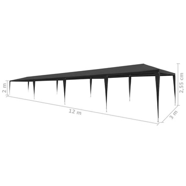   Namiot imprezowy, 3 x 12 m, PE, antracytowy