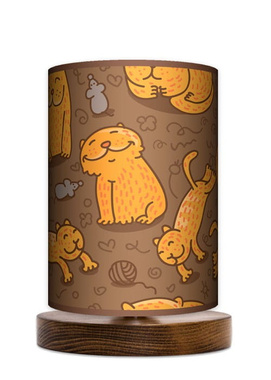 Lampa stołowa - nocna drewniana mała - Cat