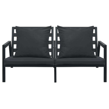   Sofa ogrodowa z poduszkami, 2-osobowa, ciemnoszara, aluminium