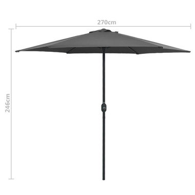   Parasol ogrodowy na słupku aluminiowym, 270x246 cm, antracytowy