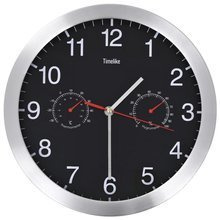 Zegar ścienny z higrometrem i termometrem, 30 cm, czarny