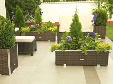 Donica ogrodowa technorattanowa 130x40x45 Czarny