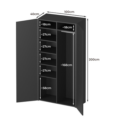 Szafa gospodarcza metalowa RAL 9005 100×200×40 cm