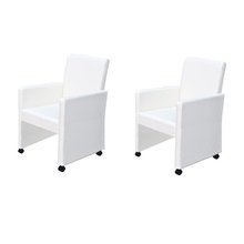 Krzesła stołowe, 2 szt., białe, sztuczna skóra