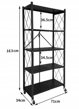 Składany regał na kółkach - CZARNY