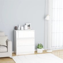 Komoda biała na wysoki połysk, 60 x 35 x 76 cm, płyta wiórowa