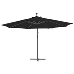   Parasol wiszący z aluminiowym słupkiem, 350 cm, czarny