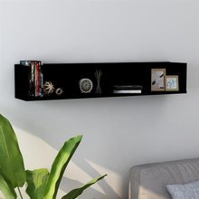 Półka ścienna na płyty CD, czarna, 100x18x18 cm, płyta wiórowa