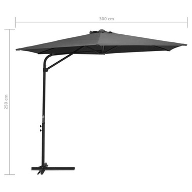 Parasol ogrodowy na słupku stalowym, 300 x 250 cm, antracytowy
