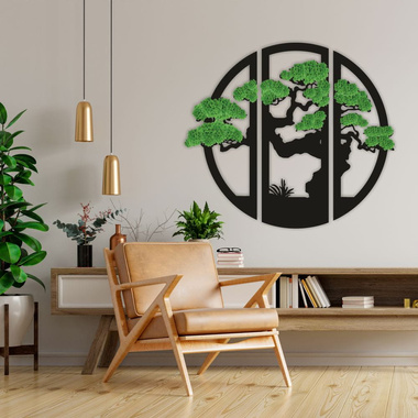 Drzewo Bonsai Tryptyk – ekologiczny obraz z mchem