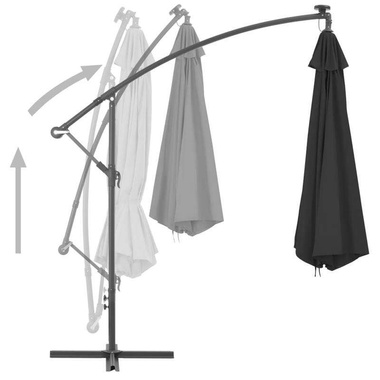   Parasol wiszący z aluminiowym słupkiem, 350 cm, czarny
