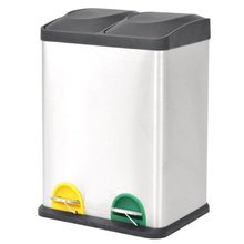 Kosz do segregacji śmieci z pedałami, stal nierdzewna, 2 x 18 L
