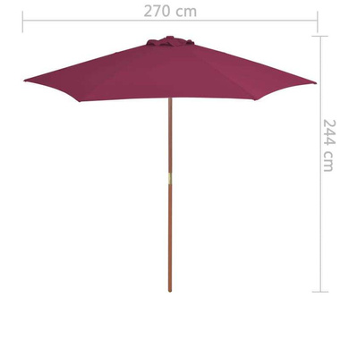   Parasol ogrodowy na drewnianym słupku, 270 cm, bordowy