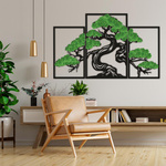 Drzewo "Tryptyk"  Bonsai II– ekologiczny obraz z mchem