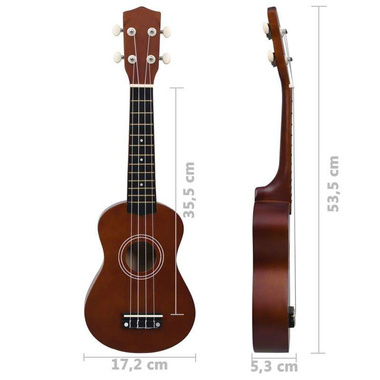   Ukulele sopranowe z pokrowcem, dla dzieci, ciemne drewno, 21"