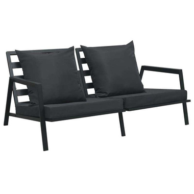   Sofa ogrodowa z poduszkami, 2-osobowa, ciemnoszara, aluminium