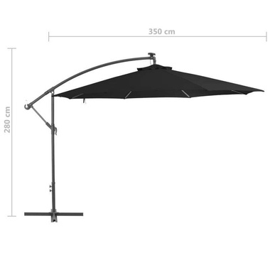   Parasol wiszący z aluminiowym słupkiem, 350 cm, czarny