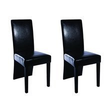 Krzesła stołowe, 2 szt., czarne, sztuczna skóra