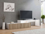 SZAFKA RTV BIAŁY-MAT FRONTY DĄB TRUFLOWY 220CM 