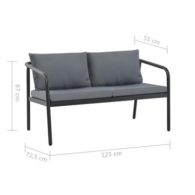   2-osobowa sofa ogrodowa z poduszkami, aluminium, szara