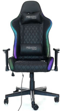 Fotel Gamingowy gracza obrotowy RGB Pilot LED CZARNY