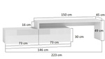 SZAFKA RTV BIAŁY-MAT FRONTY DĄB TRUFLOWY 220CM 
