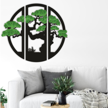 Drzewo Bonsai Tryptyk – ekologiczny obraz z mchem